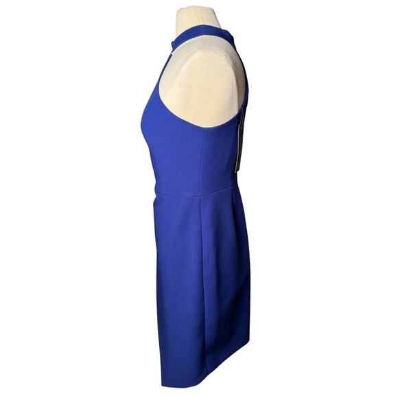 BCBGMAXAZRIA NEW Makenna Halter Dress Blue Asymmetrical Hem Size 8 Cocktail - Picture 6 of 11